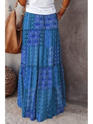 Bohemian Swing Graphic Long Maxi Skirt - Image 13