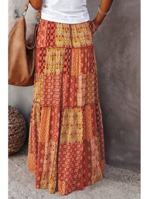 Bohemian Swing Graphic Long Maxi Skirt - Image 26