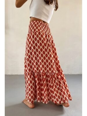 Boho Casual Floral Print Mid Rise Maxi Skirt - Image 12