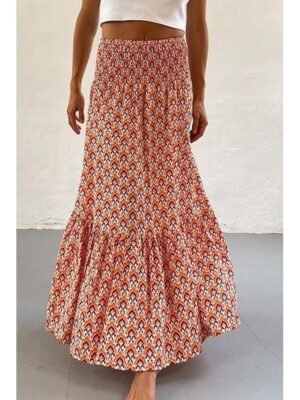 Boho Casual Floral Print Mid Rise Maxi Skirt - Image 16
