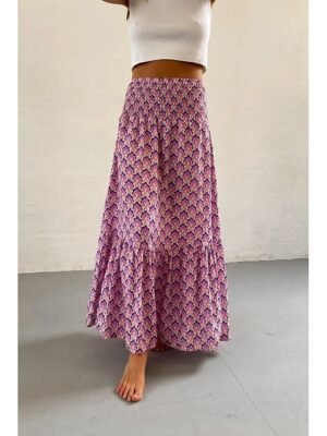 Boho Casual Floral Print Mid Rise Maxi Skirt - Image 2