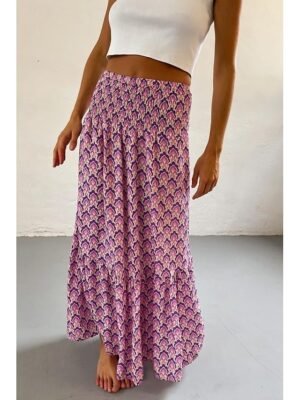 Boho Casual Floral Print Mid Rise Maxi Skirt - Image 3
