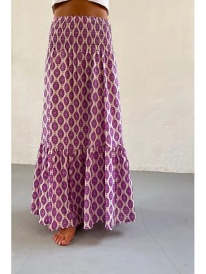 Boho Casual Floral Print Mid Rise Maxi Skirt - Image 5
