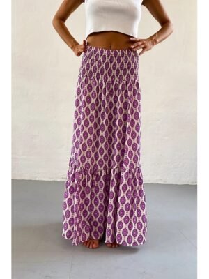 Boho Casual Floral Print Mid Rise Maxi Skirt - Image 6