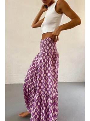 Boho Casual Floral Print Mid Rise Maxi Skirt - Image 9