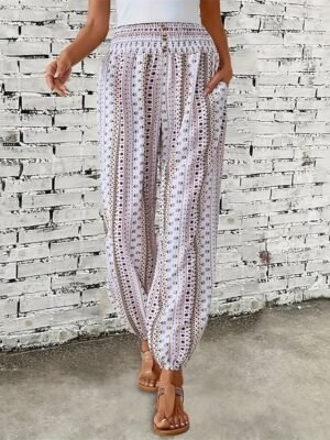 Boho Mid Waist Geometric Full Length Joggers - Image 5
