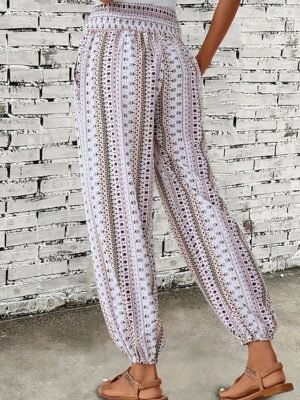 Boho Mid Waist Geometric Full Length Joggers - Image 6