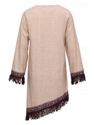 Boho Regular Fit Floral V Neck Long Sleeve Midi Dress - Image 5