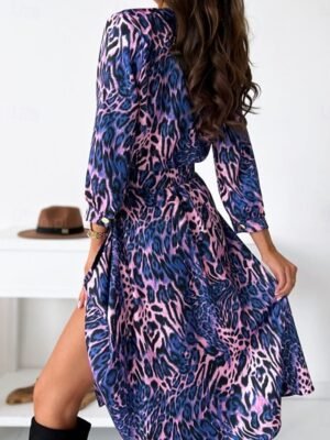 Boho Regular Fit Floral V Neck Long Sleeve Midi Dress - Image 9