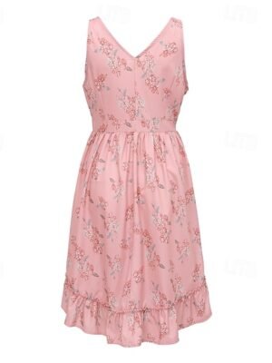 Boho Regular Fit Floral V Neck Sleeveless Mini Dress - Image 5