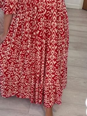 Boho Regular Fit Graphic V Neck Short Sleeve Maxi Dress - Image 2