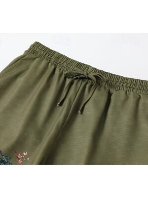 Boho Regular Fit Natural Flower Full Length Wide Leg Slacks - Image 7