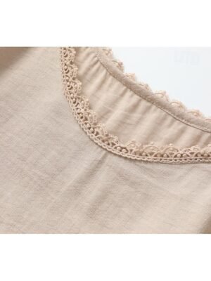 Boho Regular Fit Plain Spaghetti Strap Long Sleeve Mini Dress - Image 7