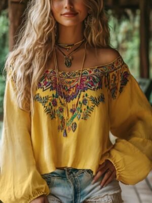 Boho Regular Flower V Neck Sleeveless Summer Blouse - Image 10
