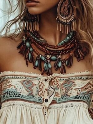 Boho Regular Flower V Neck Sleeveless Summer Blouse - Image 19