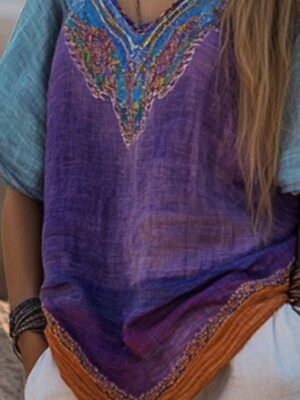 Boho Regular Flower V Neck Sleeveless Summer Blouse - Image 28