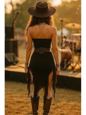 Boho Slim Fit Graphic Off The Shoulder Sleeveless Midi Slip Dress - Image 6