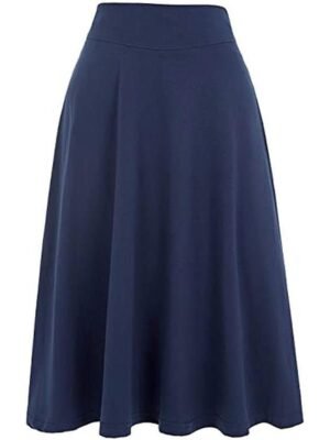 Casual A-Line Solid High Waist Knee-Length Skirt - Image 1