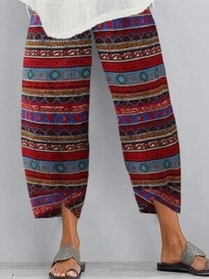 Casual Ankle-Length Graphic Mid Waist Baggy Trousers - Image 7