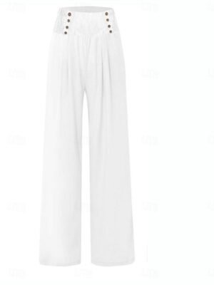 Casual Baggy Solid High Waist Full Length Chinos - Image 2