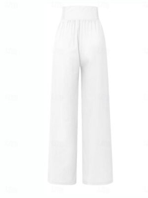 Casual Baggy Solid High Waist Full Length Chinos - Image 3