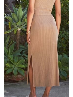 Casual Bodycon Plain Mid Rise Midi Skirt - Image 17