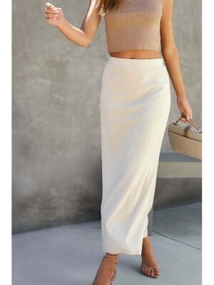 Casual Bodycon Plain Mid Rise Midi Skirt - Image 2