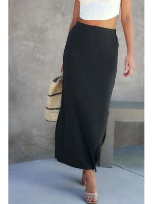Casual Bodycon Plain Mid Rise Midi Skirt - Image 8