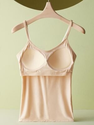 Casual Comfort Fit Solid Adjustable Spaghetti Strap Tank Top - Image 10