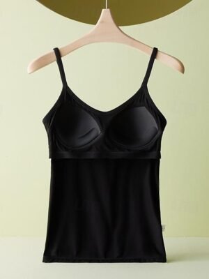 Casual Comfort Fit Solid Adjustable Spaghetti Strap Tank Top - Image 9