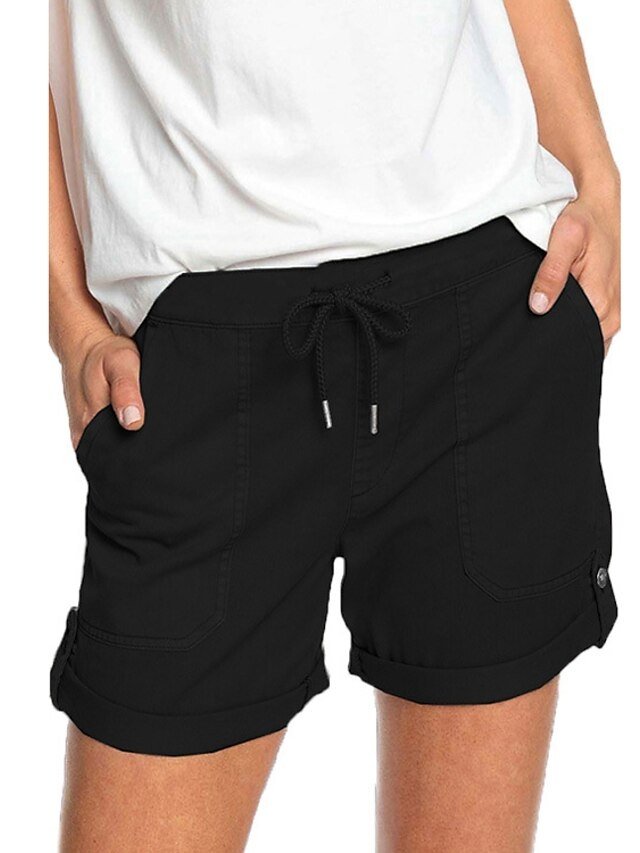Casual Comfort Plain Elastic Waist Short Shorts - Image 1