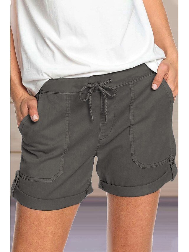 Casual Comfort Plain Elastic Waist Short Shorts - Image 2