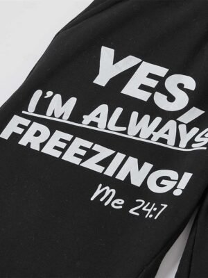 Casual Cozy Phrase Print Hooded Long Sleeve Loungewear Set - Image 26