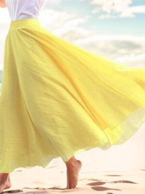 Casual High Waist Solid Maxi Skirt - Image 2