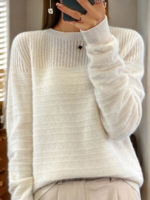 Casual Knit Pure Colour Crew Neck Long Sleeve Jumper - Image 2