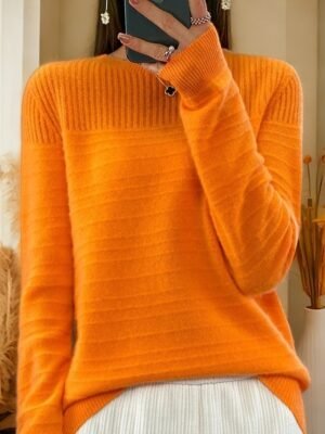 Casual Knit Pure Colour Crew Neck Long Sleeve Jumper - Image 6