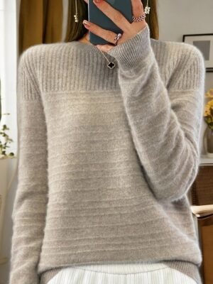 Casual Knit Pure Colour Crew Neck Long Sleeve Jumper - Image 8
