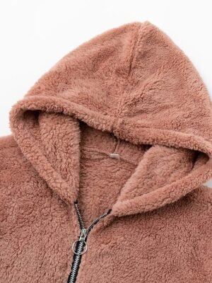 Casual Loose Animal V Wire Long Sleeve Regular Teddy Coat - Image 2
