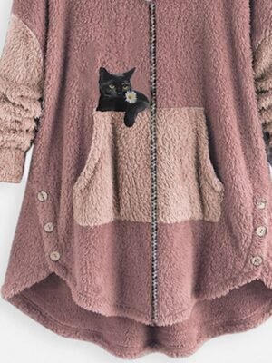 Casual Loose Animal V Wire Long Sleeve Regular Teddy Coat - Image 9