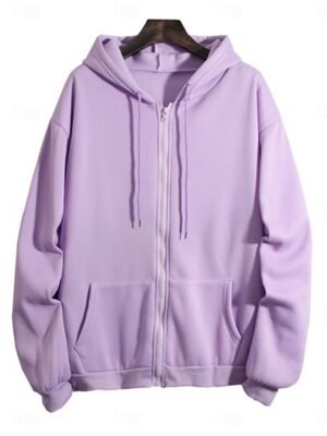 Casual Loose Dailywear Zip Up Long Sleeve Hoodie - Image 1
