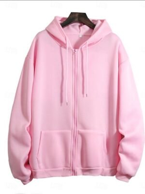 Casual Loose Dailywear Zip Up Long Sleeve Hoodie - Image 2