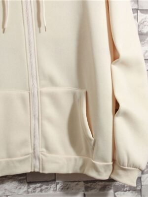 Casual Loose Dailywear Zip Up Long Sleeve Hoodie - Image 7