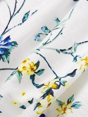 Casual Loose Floral Crew Neck Short Sleeve Midi Dress - Image 4