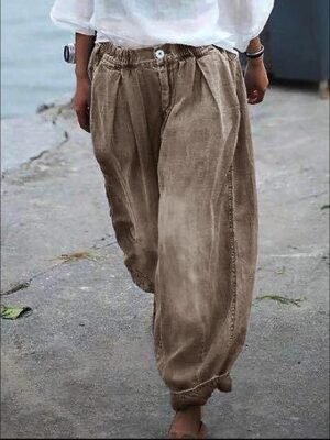 Casual Loose Floral Mid Waist Full Length Joggers - Image 2