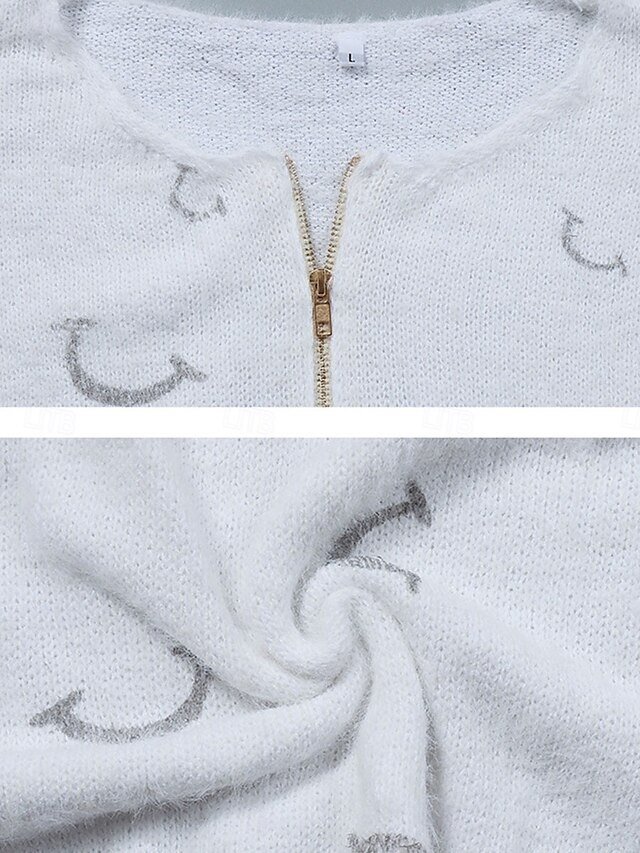 Casual Loose Graphic Crew Neck Long Sleeve Knitted Jumper - Image 2