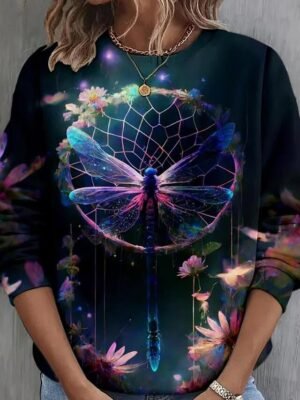 Casual Loose Graphic Round Neck Long Sleeve Sweatshirt - Image 5