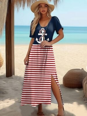 Casual Loose Heart Crew Neck Sleeveless Mini Sundress - Image 27