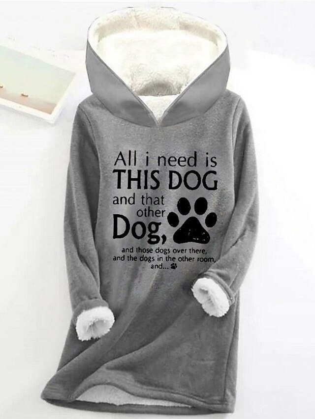 Casual Loose Letter Print Crew Neck Long Sleeve Hoodie - Image 1