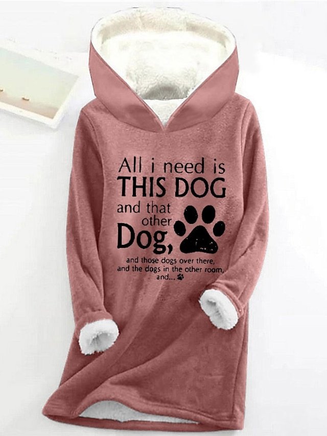 Casual Loose Letter Print Crew Neck Long Sleeve Hoodie - Image 2