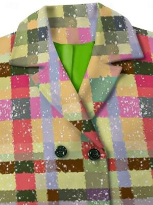 Casual Loose Plaid Turndown Long Sleeve Cloak - Image 7